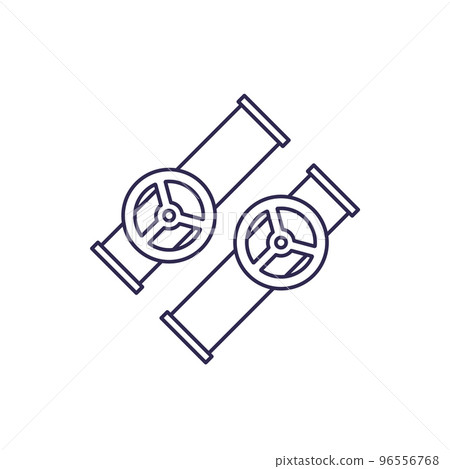 pipes with valves line icon 96556768