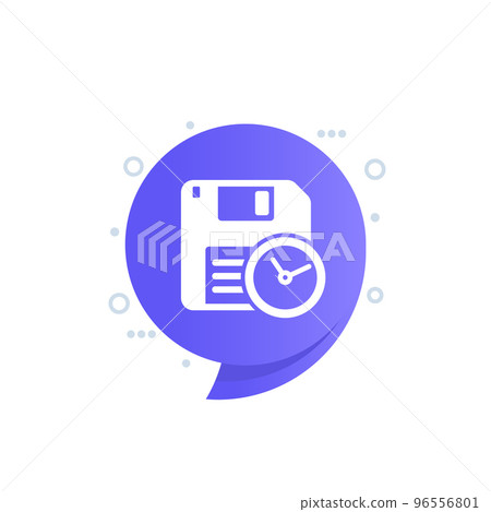 backup time vector icon with a floppy disk 96556801