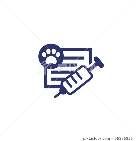 dog vaccination certificate icon on white 96556836