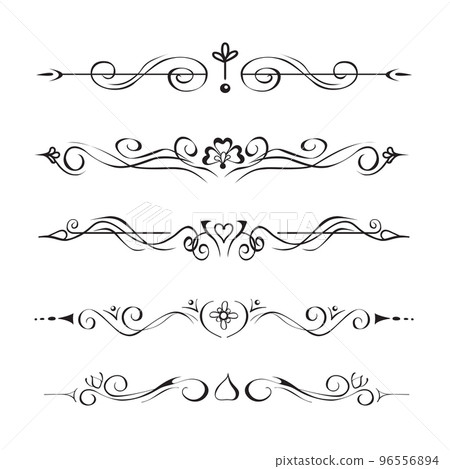 Collection of hand drawn text dividers, vignettes. Elegant oriental, victorian style separators, paragraphs, page decor, for creating frames Collection of hand drawn text dividers, vignettes. Elegant oriental, victorian style separators, paragraphs, page decor, for creating frames 96556894