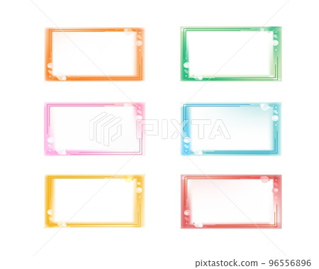 Set of colorful fancy glowing blurred frame templates with copyspace, bubbles or flares, glass effect 96556896