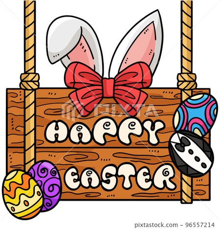 Happy Easter Cartoon Colored Clipart Illustration 96557214