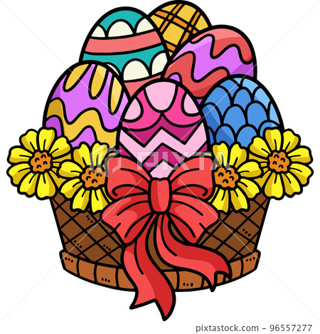 Easter Egg Basket Cartoon Colored Clipart  96557277