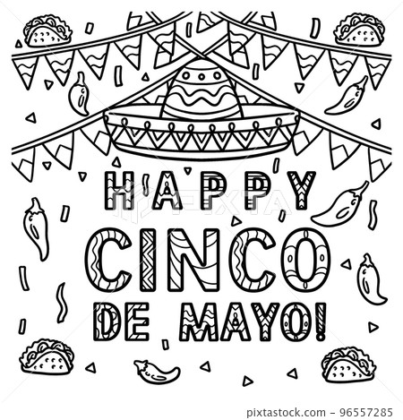 Happy Cinco de Mayo Banner Coloring Page for Kids Happy Cinco de Mayo Banner Coloring Page for Kids 96557285