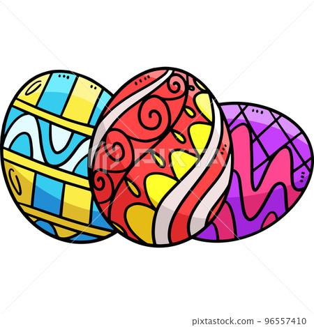 Three Easter Eggs Cartoon Colored Clipart 96557410