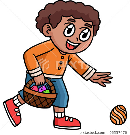 Boy Searching for Easter Egg Cartoon Clipart 96557476