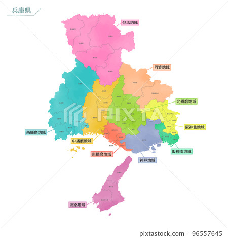 水彩風格地圖兵庫縣 水彩風格地圖兵庫縣 96557645