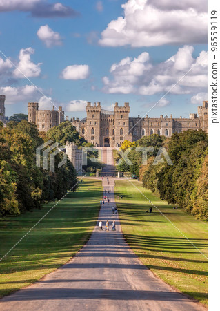 Windsor castle with public park a royal residence at Windsor in the English county of Berkshire. Windsor castle with public park a royal residence at Windsor in the English county of Berkshire. 96559119