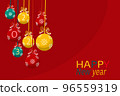 flat art design decoration ornament ball for new year 2023 with red background 96559319