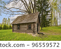 Old wooden bathhouse in rural area 96559572