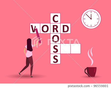 crossword. People Have Fun Thinking on Riddle, Logic Game. 96559801