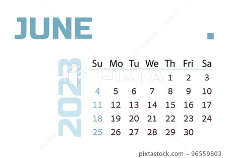 Calendar for the month of June 2023. blue Horizontal calendar 96559803