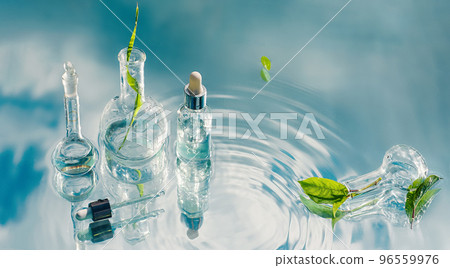 Abstract laboratory, serums, extracts, collag estrogens for natural organic skin care, cosmetics 96559976