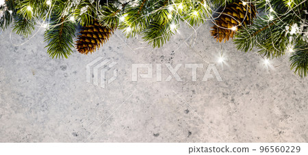 Christmas glowing garland and fir tree branches 96560229