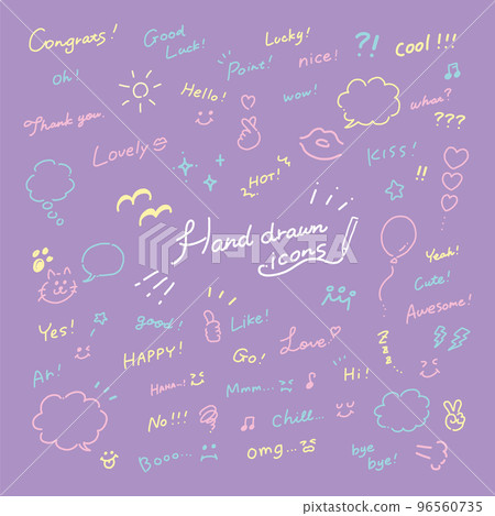 手繪符號圖標集[柔和的顏色] 96560735