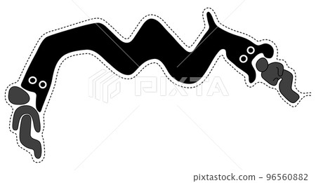 Two-headed snake devouring two humanoid figure 96560882