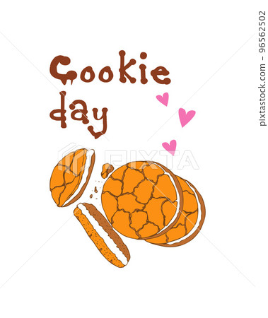 National Cookie Day, white background and pink heart shape. National Cookie Day, white background and pink heart shape. 96562502