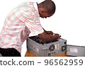 Technician fixing the computer in the office 96562959