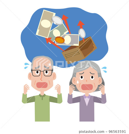An elderly couple who is in a hurry to spend a lot of money 96563591
