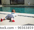 kids relaxing by the pool 96563859