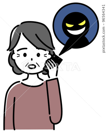 Elderly woman receiving a fraudulent phone call (upper body) 96564341