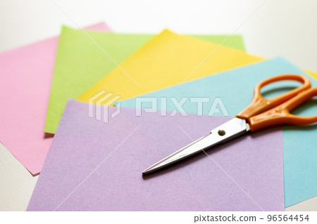 Colorful origami and scissors Colorful origami and scissors 96564454