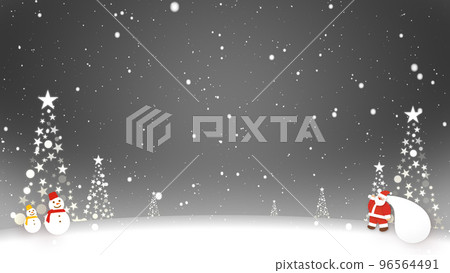 聖誕老人和雪人站在雪地裡 96564491