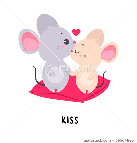 Little Mouse Sitting on Pillow and Kissing Demonstrating English Verb for Educational Activity Vector Illustration Little Mouse Sitting on Pillow and Kissing Demonstrating English Verb for Educational Activity Vector Illustration 96564650