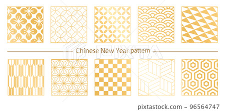 帶有日本圖案圖案的新年設計套裝。 96564747