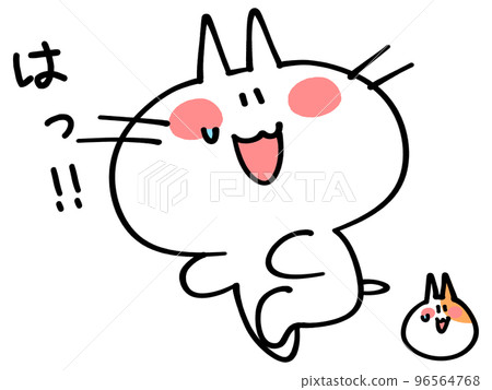 驚訝地被發現的一隻貓和一隻倉鼠的插圖素材 96564768