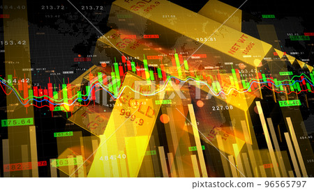 Gold with graph chart stock exchange gold investment, Global finance and gold investment strategy competition, Investment security data analytics technology abstract background. 3D rendering Gold with graph chart stock exchange gold investment, Global finance and gold investment strategy competition, Investment security data analytics technology abstract background. 3D rendering 96565797