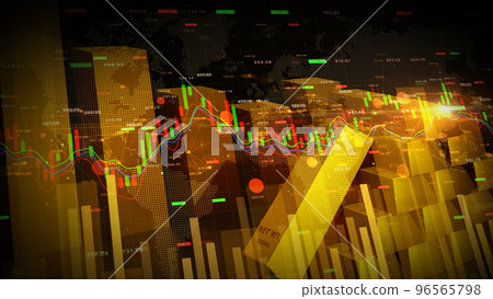 Gold with graph chart stock exchange gold investment, Global finance and gold investment strategy competition, Investment security data analytics technology abstract background. 3D rendering Gold with graph chart stock exchange gold investment, Global finance and gold investment strategy competition, Investment security data analytics technology abstract background. 3D rendering 96565798