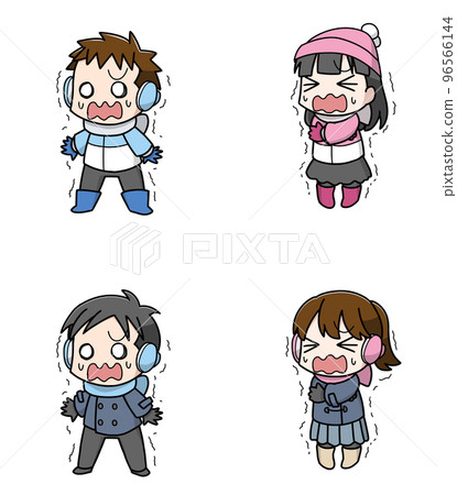 凍得瑟瑟發抖的4款男女兒童圖案 96566144