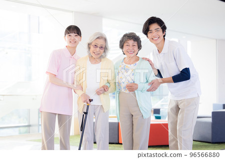 Medical senior woman and caregiver portrait photography cooperation "LINK FOREST" 96566880