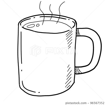 Hot warm milk drink comfort bevarage hand doodle drawing watercolor illustration 96567352