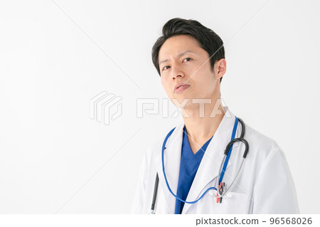 Worried doctor male white background Worried doctor male white background 96568026