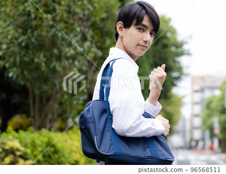 high school boy going to school high school boy going to school 96568511