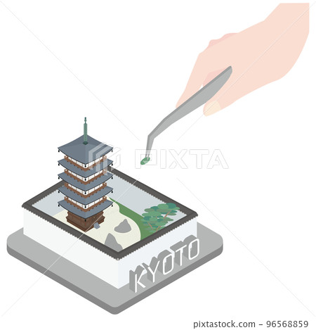 製作五層寶塔模型的手的等軸圖 製作五層寶塔模型的手的等軸圖 96568859