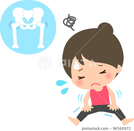 A woman with stiff hip joints 96568972