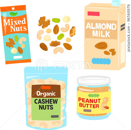 Illustration set of food using nuts Illustration set of food using nuts 96568976