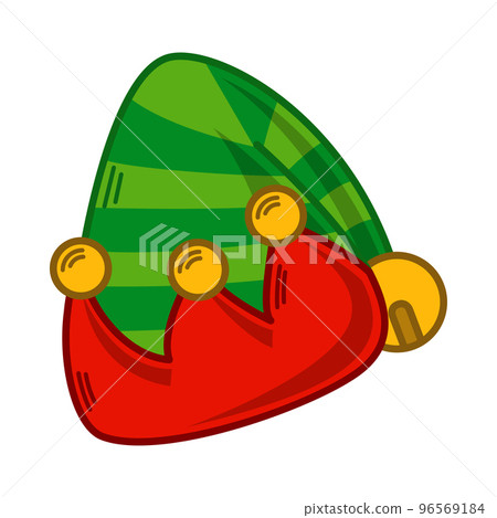 Cartoon green Elf hat illustration. EPS 10 vector 96569184