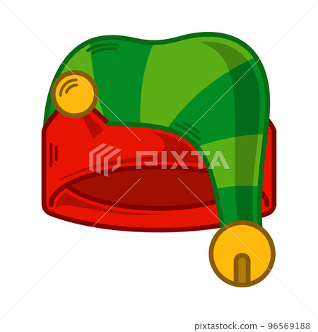 Cartoon green Elf hat illustration. EPS 10 vector Cartoon green Elf hat illustration. EPS 10 vector 96569188