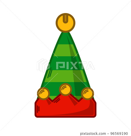 Cartoon green Elf hat illustration. EPS 10 vector Cartoon green Elf hat illustration. EPS 10 vector 96569190