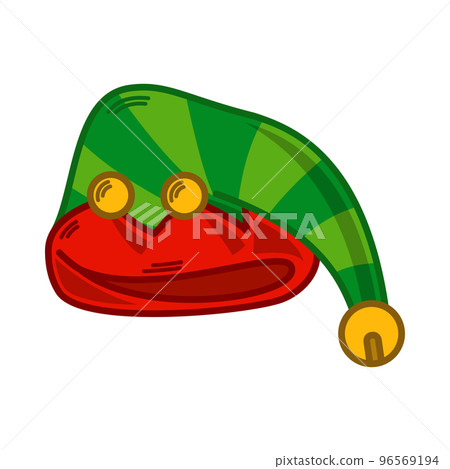 Cartoon green Elf hat illustration. EPS 10 vector Cartoon green Elf hat illustration. EPS 10 vector 96569194