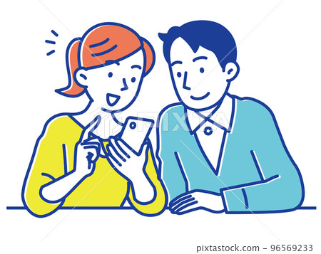 A young couple shopping on a smartphone A young couple shopping on a smartphone 96569233