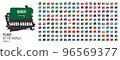 A set of vector icons with flags of countries and with the inscription made in 96569377