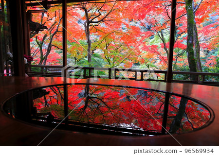 [京都府]從川端康成在嵐山遊採亭的房間看到的紅葉 96569934