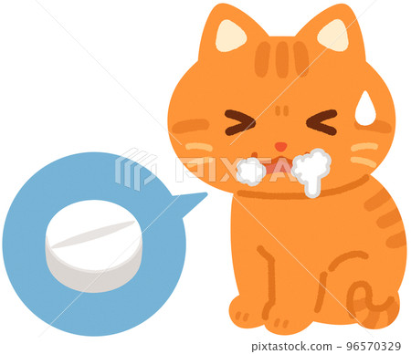 貓咪吃藥吐泡泡 96570329