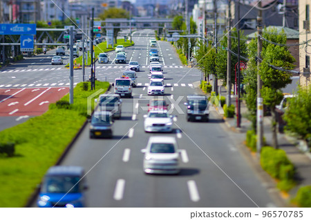 Traffic on Route 4 in a miniature style [Transportation image] 96570785