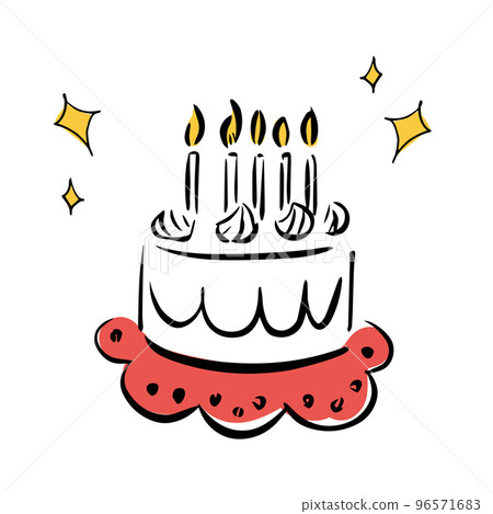 生日蛋糕 生日蛋糕插畫_線描 96571683